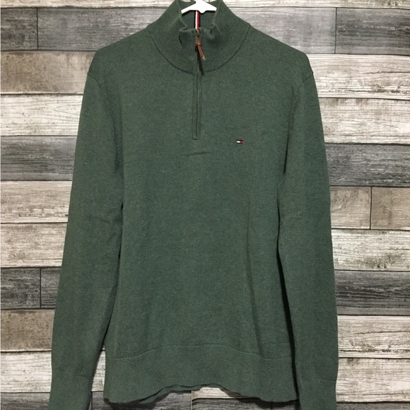 Tommy Hilfiger Sweater Men’s L Green Pullover 100% Cotton - Picture 3 of 9